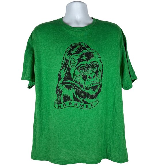 Delta Pro Weight Mens Harambe Graphic Short Sleeved T-Shirt Size XL Green - Picture 2 of 7